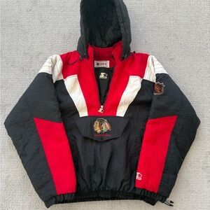 VINTAGE RARE Starter Chicago Blackhawks NHL Center Ice Pullover Jacket - Mens XL